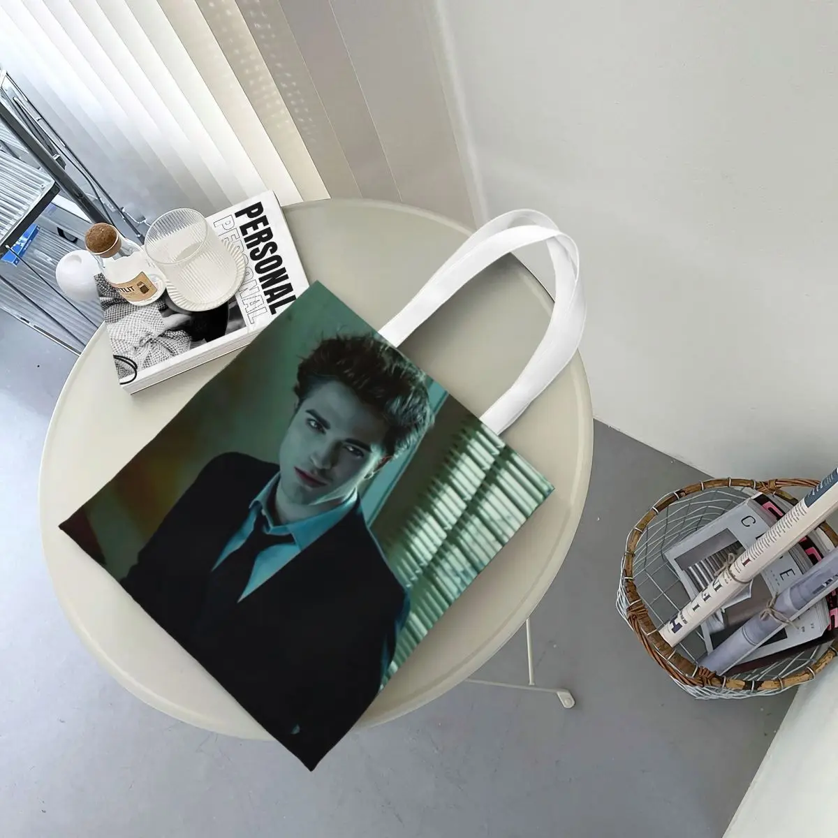 The Twilight Saga Edward Cullen Shopping Bags Canvas The Tote Bag Folding for Ladies Shoulder Tote Travel Handbag