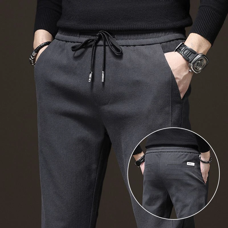 

Мужской повседневный трендовый костюм, брюки, мужской эластичный пояс, приталенный пиджак, брюки, прямые деловые легкие эластичные однотонные брюки