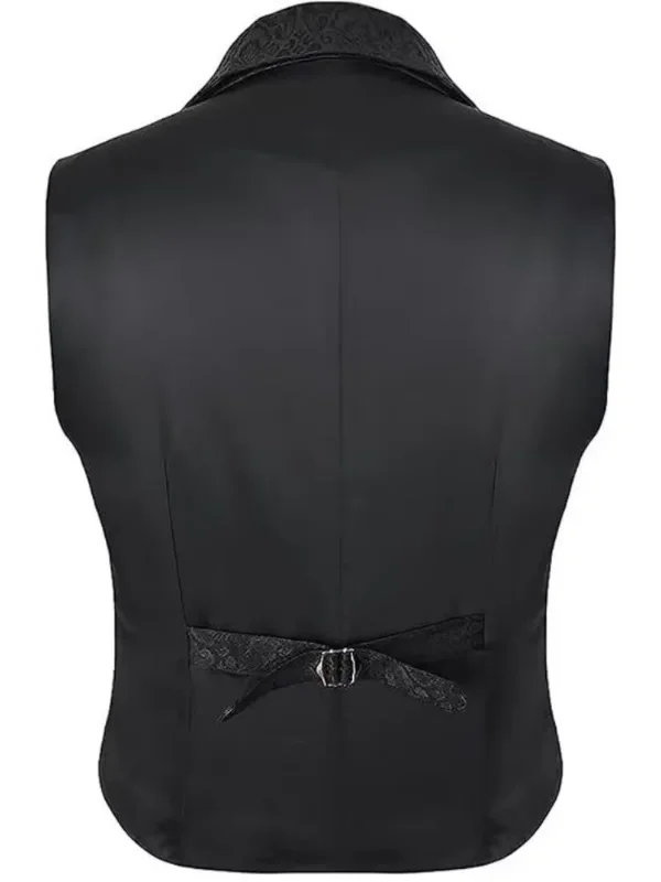 Herren Viktorianische Blumen-Jacquard-Weste mit Revers, Einreihig, Schmale Passform, Anzugweste für Formelle Anlässe, Hochzeiten, Partys, Business, Verschiedene Farben – Detail 9
