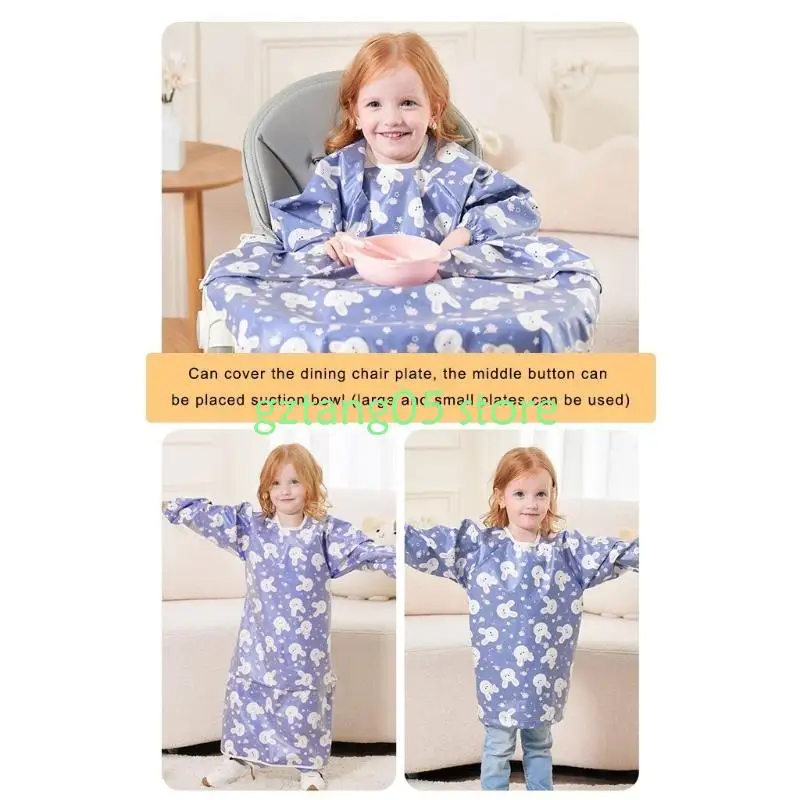 

57EE Comfortable Baby Feeding Bib Smock with Fun Animal Designing for Boys and Girls