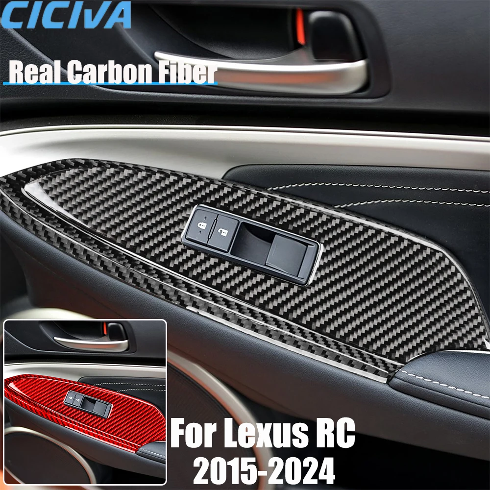 

Real Carbon Fiber Car Accessories Window Lifting Set Cover Soft Sticker For Lexus RC300 RC350 RC200T 2015 16 17 18 19 20-2024