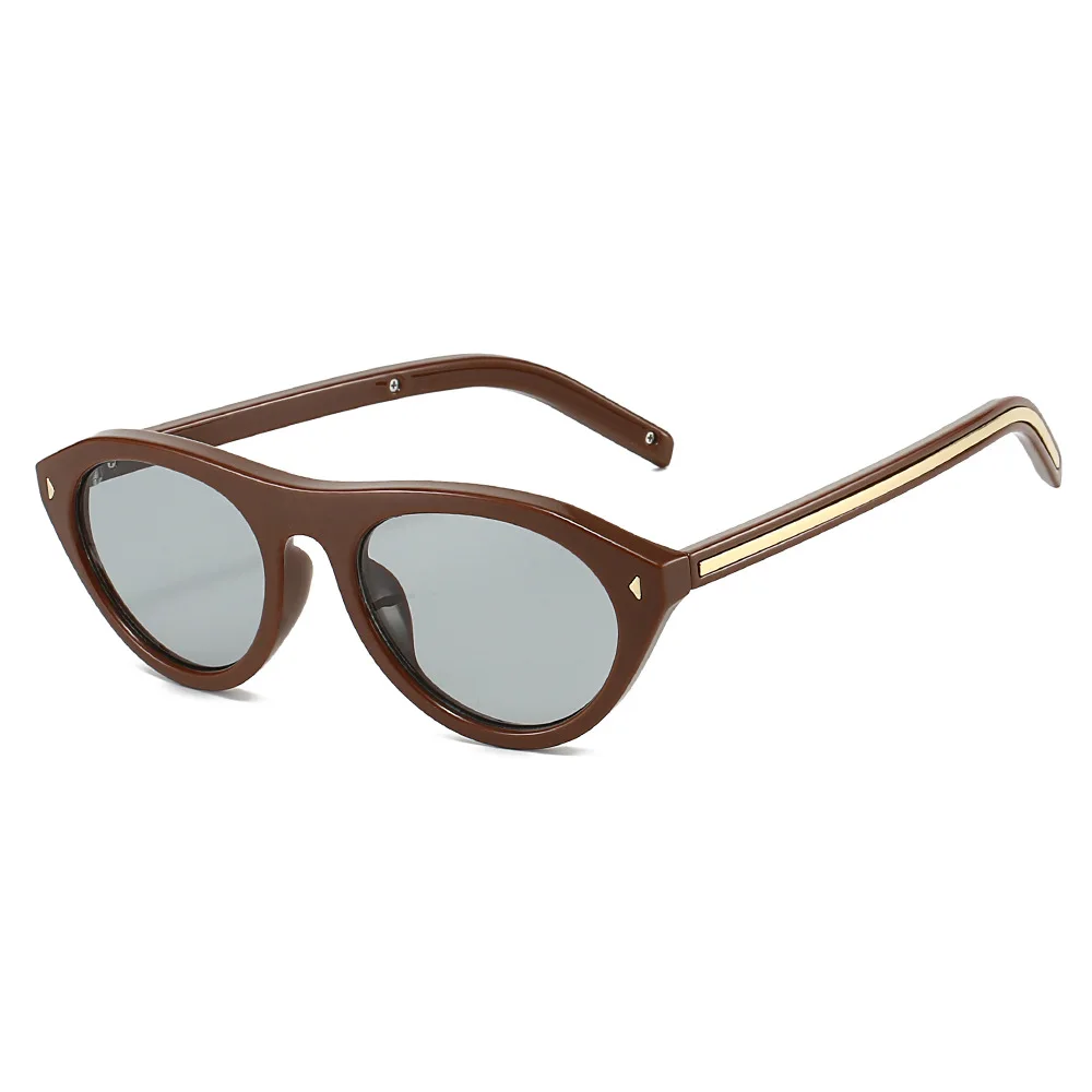 New Arrival Designer Sunglasses Women Cat Eye Fashion Ins Blogger Oval Sun Glasses Rivets Young Line Y2K Shades Gafas image 5