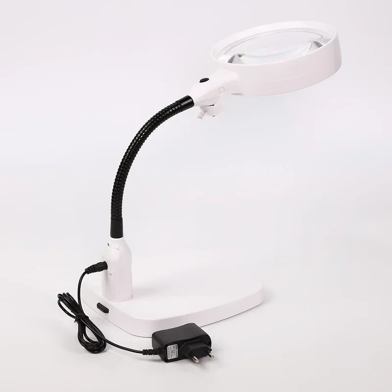 

110 В-240 В акриловая линза, лупа для экрана телефона, 8-кратная лупа, ручная пайка, увеличительные стекла со светодиодной подсветкой, зажим для пайки