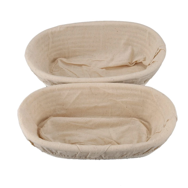 

LJL-12Pcs 25Cm/10 Inch Bread Basket Rattan Proofing Basket Liner Round Oval Fruit Tray Dough Food Storage Container