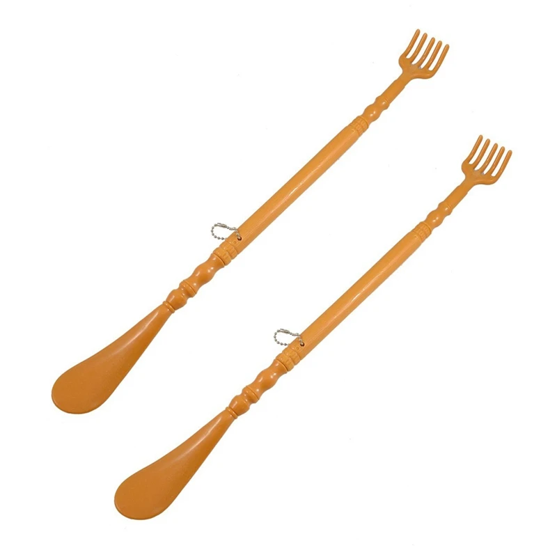 2X Brown Plastic Handle Back Scratch Helper Massager 48 Cm