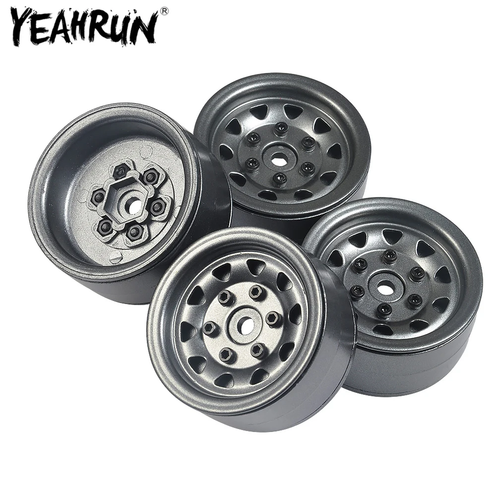 

YEAHRUN 4Pcs Metal 1.9inch Beadlock Wheel Rims For 1/10 Axial SCX10 90046 AXI03007 TRX4 D90 RC Crawler Car Parts