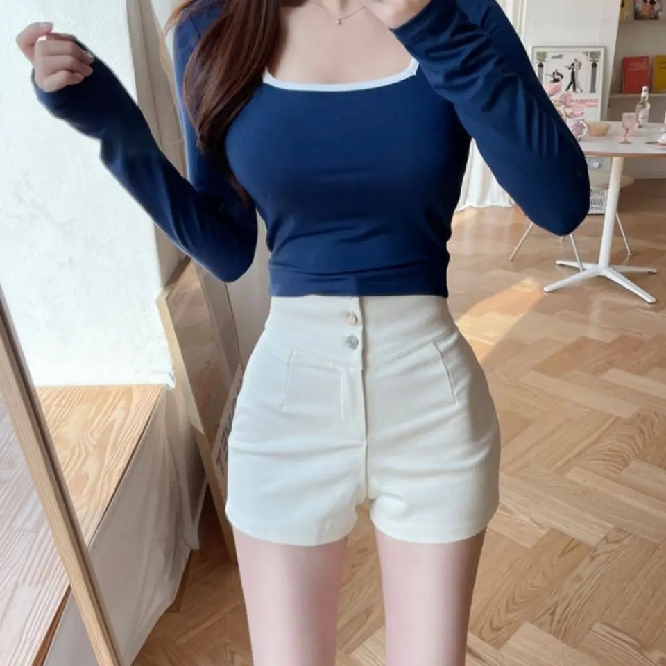 plus Size Women's High Waist Black Slimming A-Line Wide Leg Short Pants Summer New Arrival Base Layer Hot Pants Casual Shorts