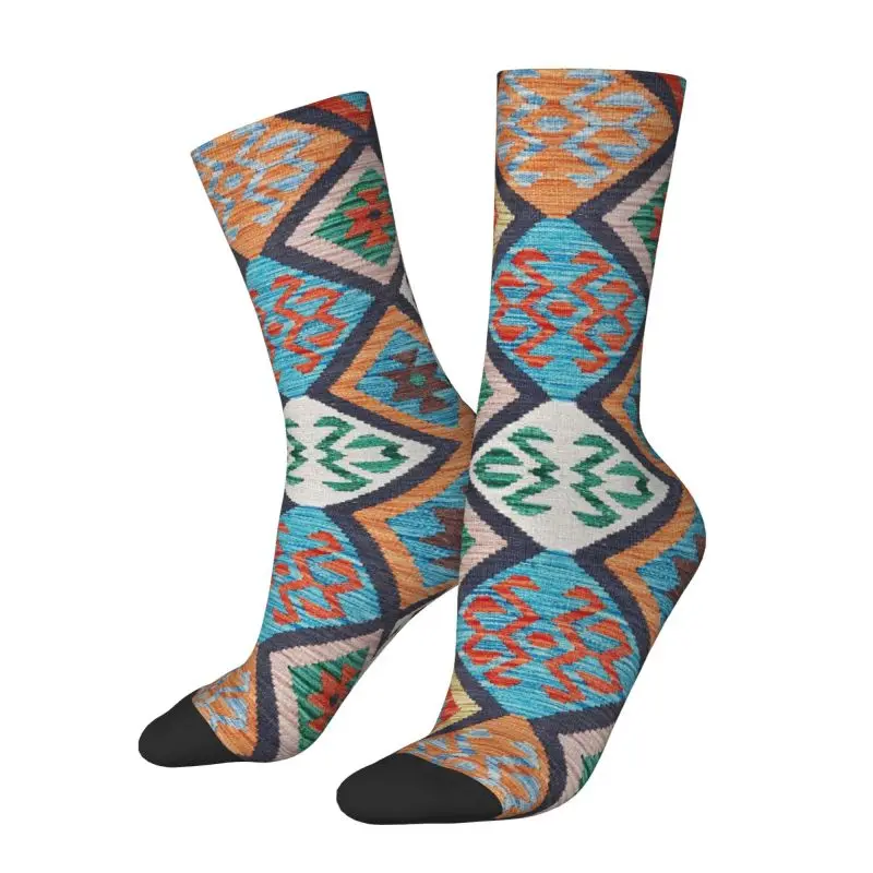 Vintage Turkish Kilim Men's Crew Socks Unisex Cute 3D Printing Vintage Persian Tribal Bohemian Ethnic Art Dress Socks