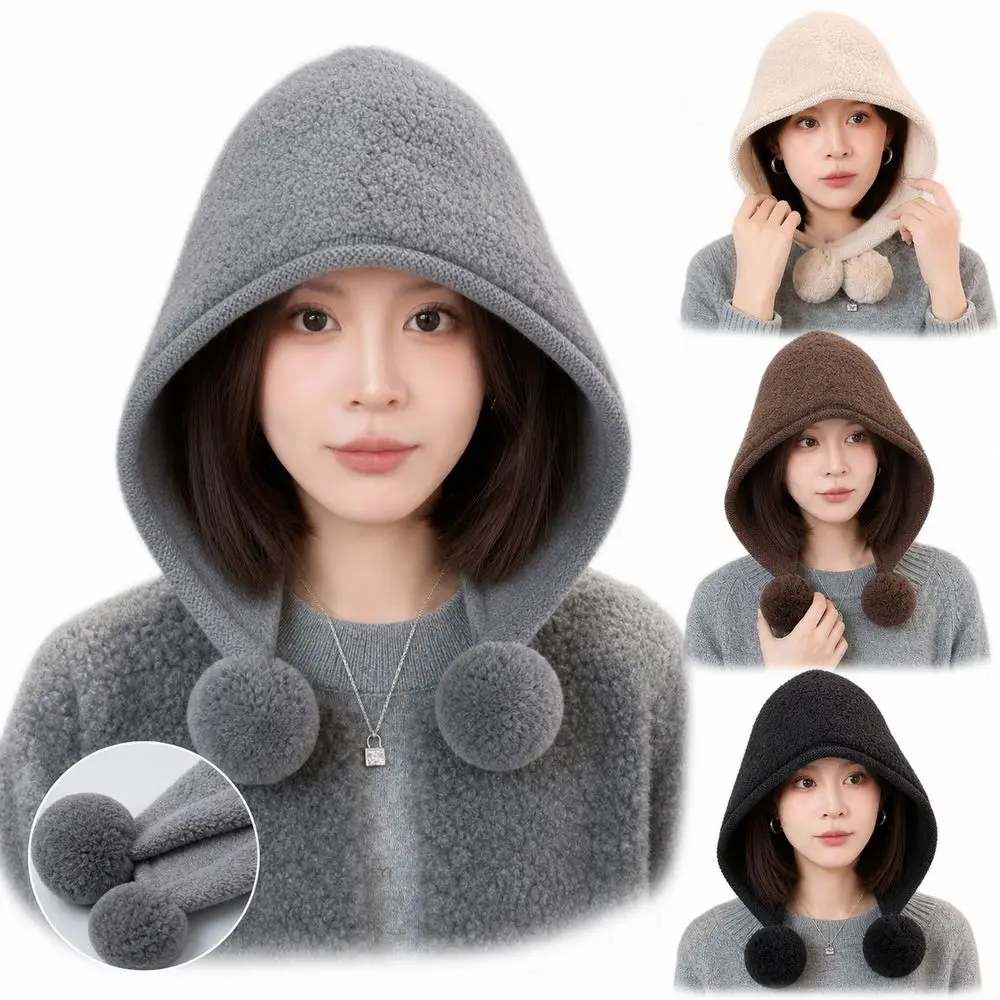 Pom Pom Hat Pom Pom Tie Keep Warm Warm Ear Protection Cap Makes The Face Look Smaller Big Head Circumference
