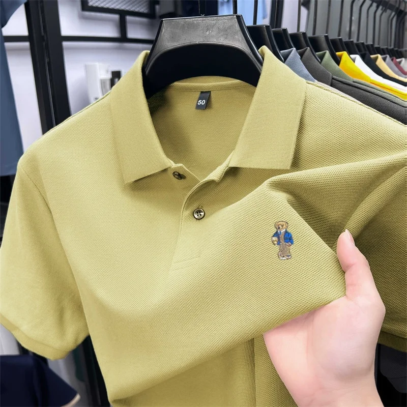 100% Cotton High-End Men Summer New Short-Sleeved Polo Shirt Lapel Button Embroidery Various Colors Polo Shirt Hot-Selling Tops