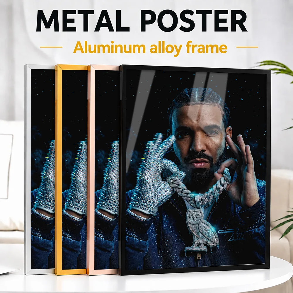 Drake Iceman Metal Poster With Aluminum Alloy Frame Personalized Hip Hop Tribute Wall Art For Singer Fans Decorating Music Room