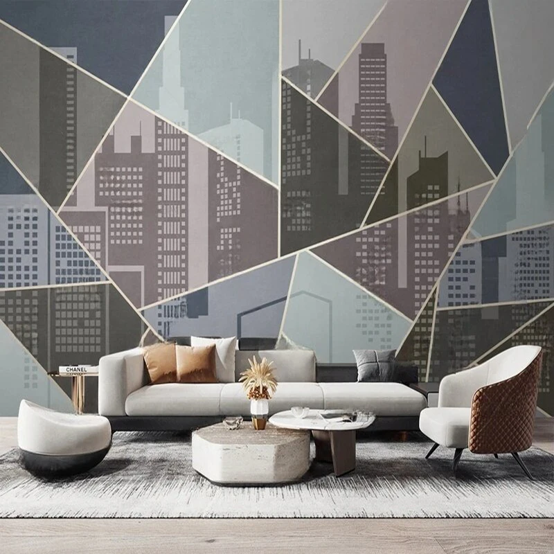 

Custom Wall Mural Modern Buliding Geometric Pattern Wallpaper Wall Art Background for TV Sofa Background Home Decor 3D