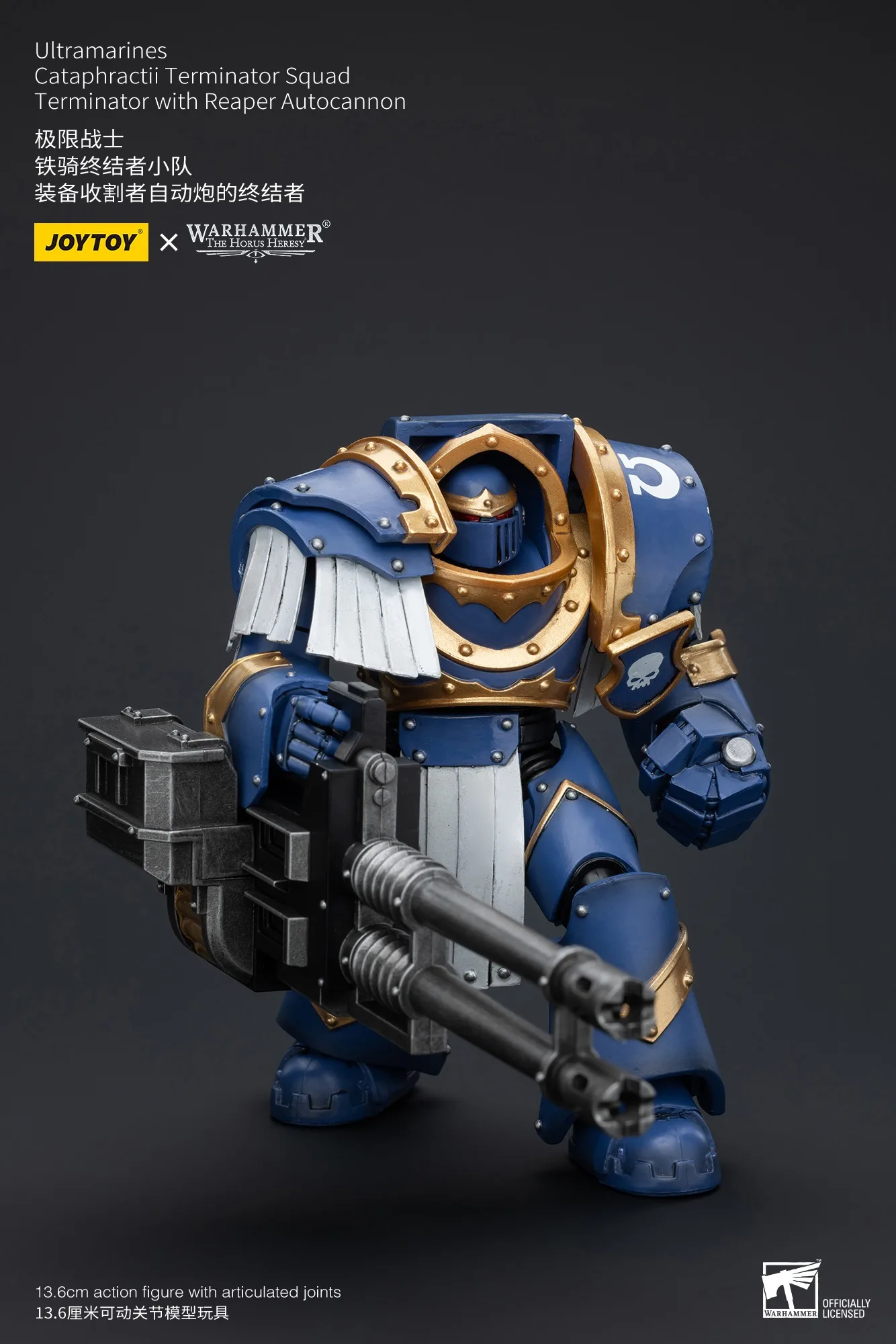 Joytoy Warhammer 1/18 Figuras de ação Ultramarines Cataphractii Terminator Esquadrão Terminator com Reaper Autocannon Modelo Toy