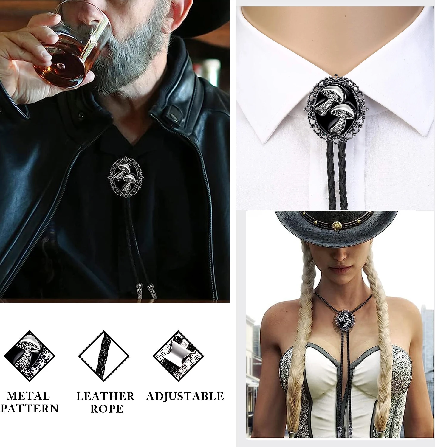 

Mushroom drops glue fashion Bolo Tie