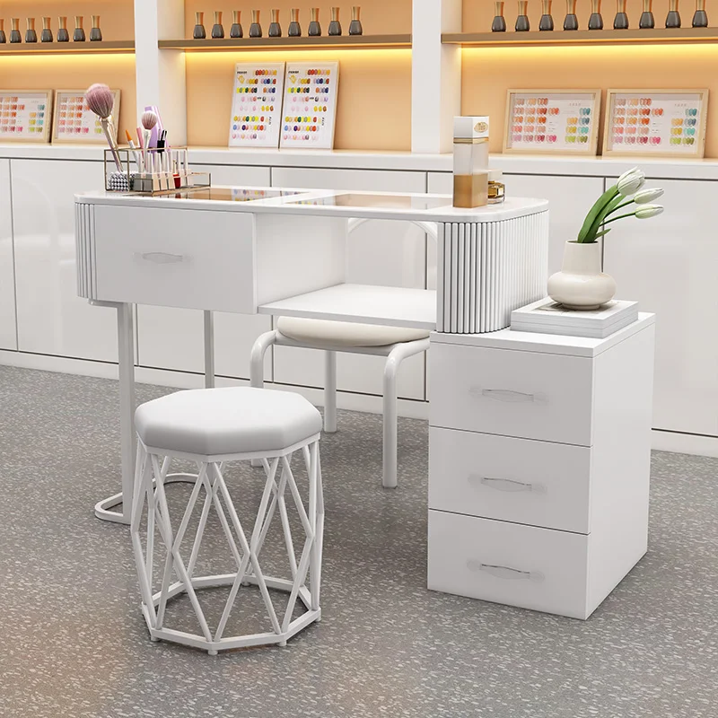 Creamy White Japanese Style Multifunctional Manicure Table Solo Person Luxury Home Use Storage Nail Table Manicure Table
