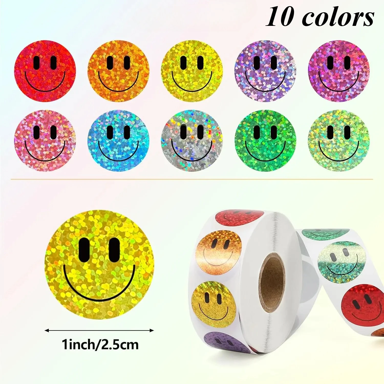 500Pcs 1 Inch Colorful Smiley Reward Stickers Laser Printed Teacher Incentive Labels for Classroom Birthday Back to School ﻿