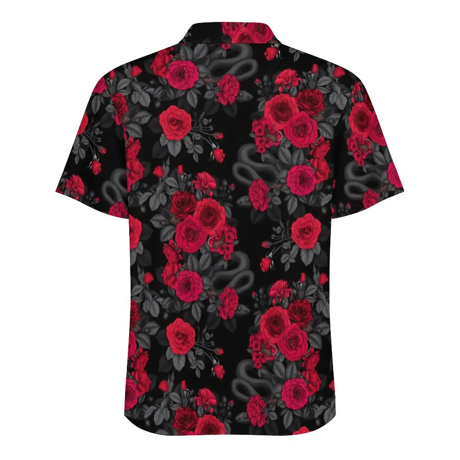 Chemise hawaïenne à fleurs roses pour hommes, chemises de vacances rouges, chemisiers décontractés, manches courtes, imprimé Harajuku, vintage, grande taille, 4XL