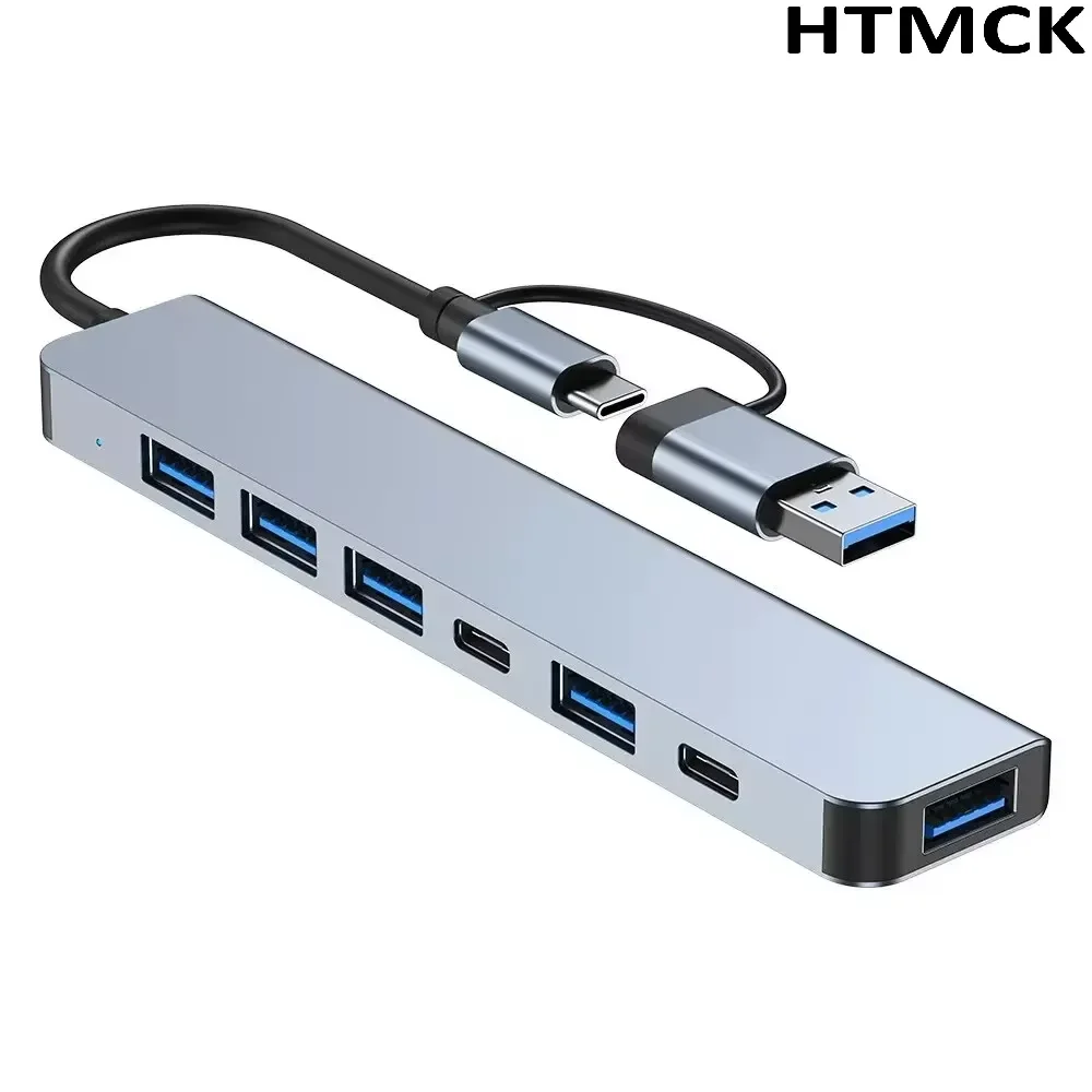 8 in 2 USB C Hub Multi Port Docking Station With USB3.0 SD TF Card Reader Adapter for Laptop Tablet Phone Office Daily Work