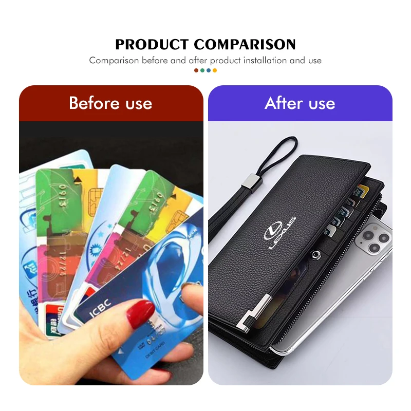 Leather Car ID Credit Card Holder Men Minimalist Wallets Case For Lexus CT200h ES250 ES300h NX300h RX350 IS250 IS200 GS300