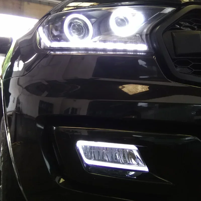 

Светодиодные дневные фары DRL для Ford Everest 2016 2017 2018 2019, желтые фары с указателями поворота, светодиодные дневные ходовые фары