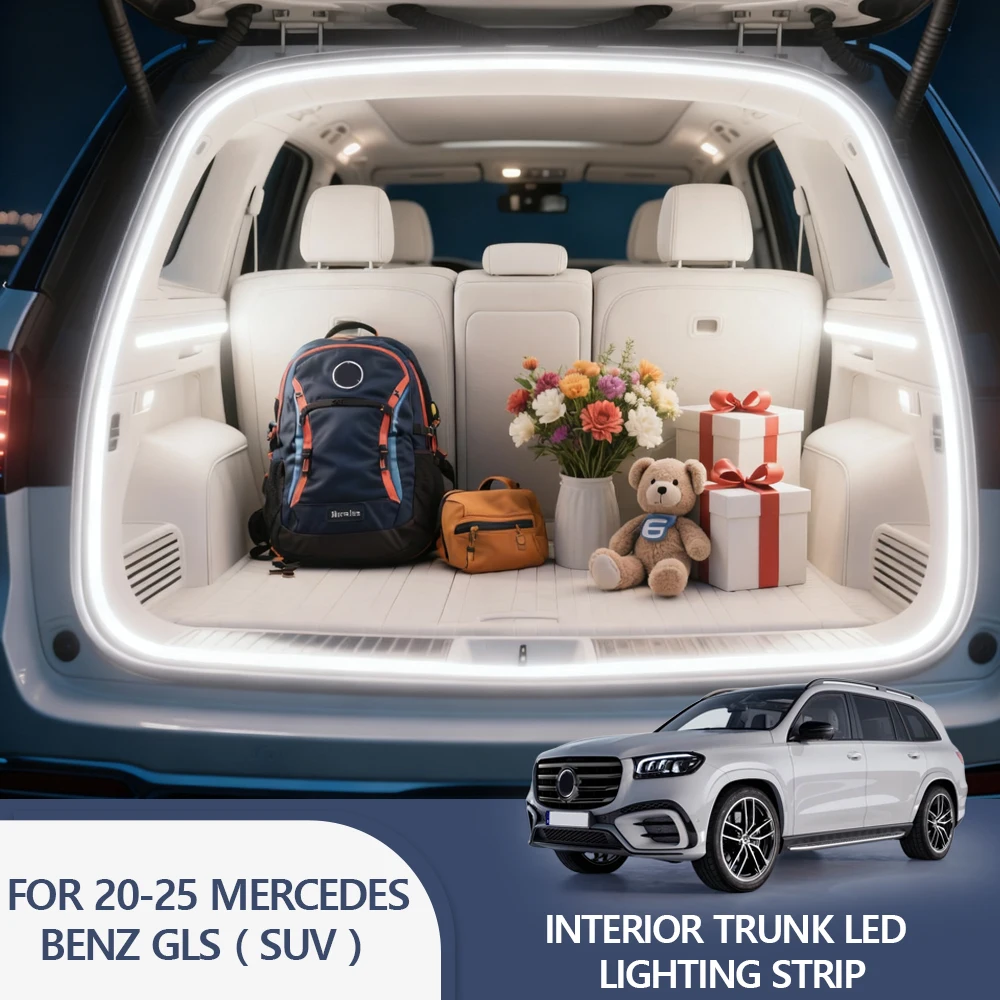 

FOR 20-25 MERCEDES-BENZ GLS SUV Rear Trunk LED Light Bar Strips Trunk Interior Decorative Lamp Strip Luggage Atmosphere Light