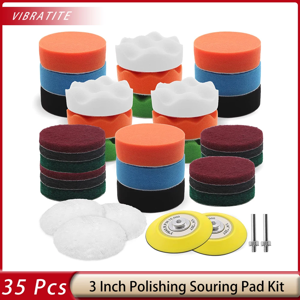 VIBRATITE 35 Pcs 80 mm Polishing Sponge Car Set Polishing Sponges Pads Polishing Attachment Cordless Screwdriver Car Polishing