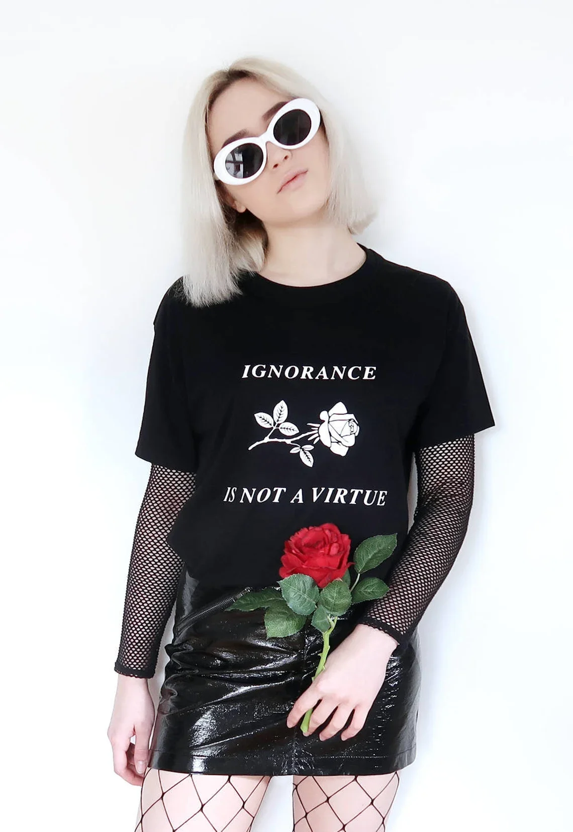 Sugarbaby Ignorance Is Not a Virtue, забавная футболка с рисунком, эстетичная одежда, футболка в стиле гранж, хлопковая рубашка для девочек, Прямая доставка