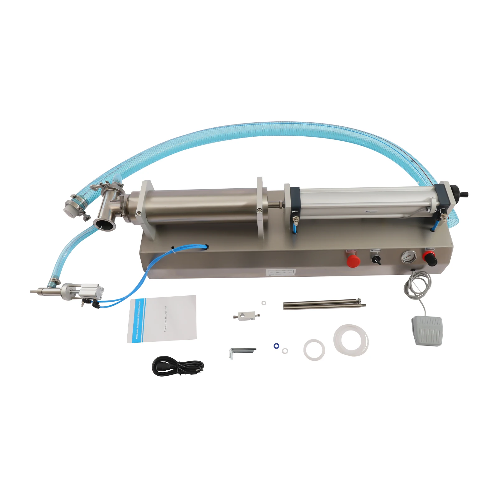 ماكينة تعبئة السوائل الأفقية الهوائية 300-2500 مللي حشو برأس واحد 304 من الفولاذ المقاوم للصدأ 0.4-0.6Mpa