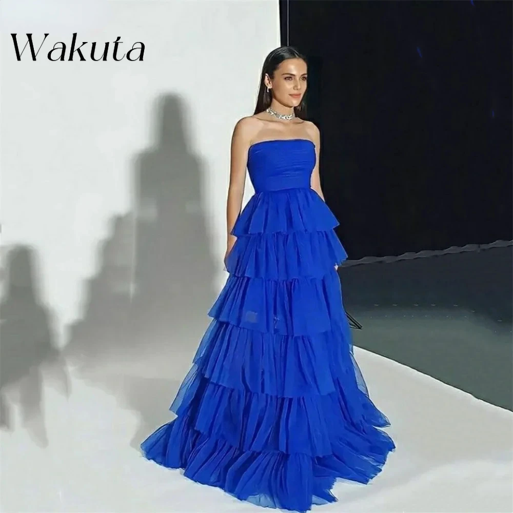 Wakuta Mode Strapless Off Shoulder Geplooide Party Vestido Elegante Mujer Sexy Slim Fit Bal A Line Jurk Trouwjurk De Soirée