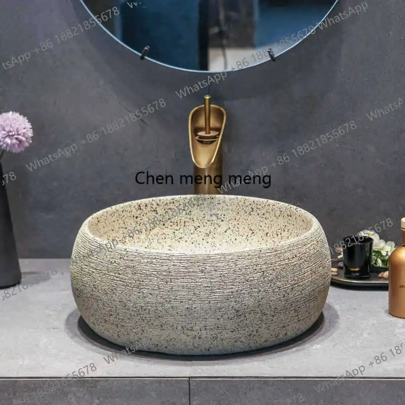 

Retro art table basin wash Chinese bathroom Balcony single round