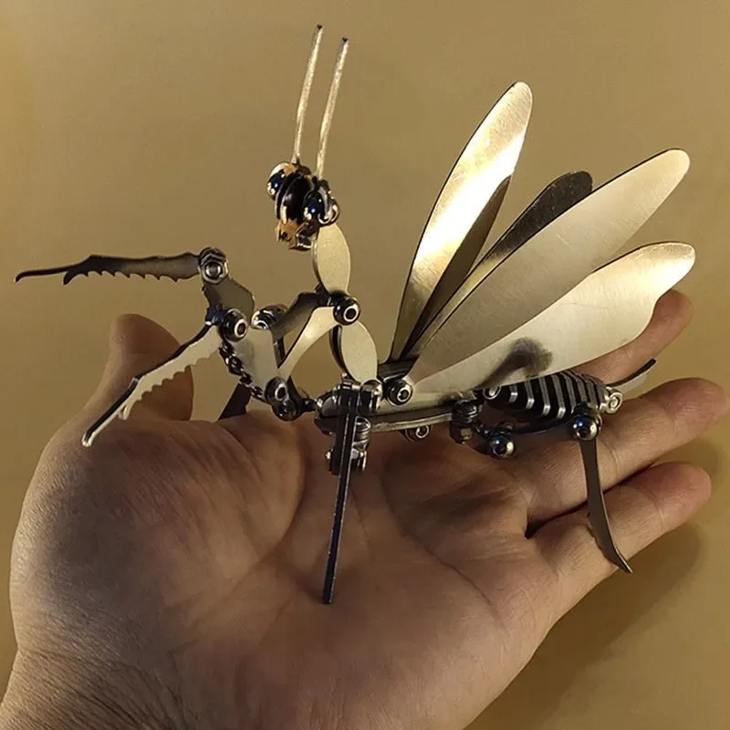 3D Metal Assembly Model Mechanical Mantis Metal Toy Assembly Model Stainless Steel Static Craft    - Finished Product