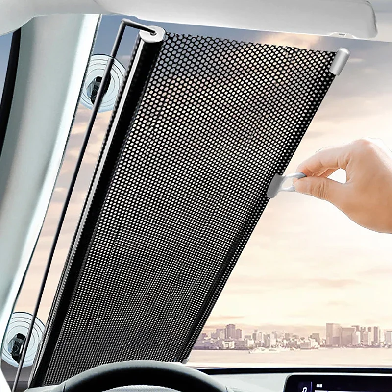 

Car Auto Retractable Sun Shade Protector Parasol Front Window Sunshade Cover Curtains Interior Windshield Protection Accessories