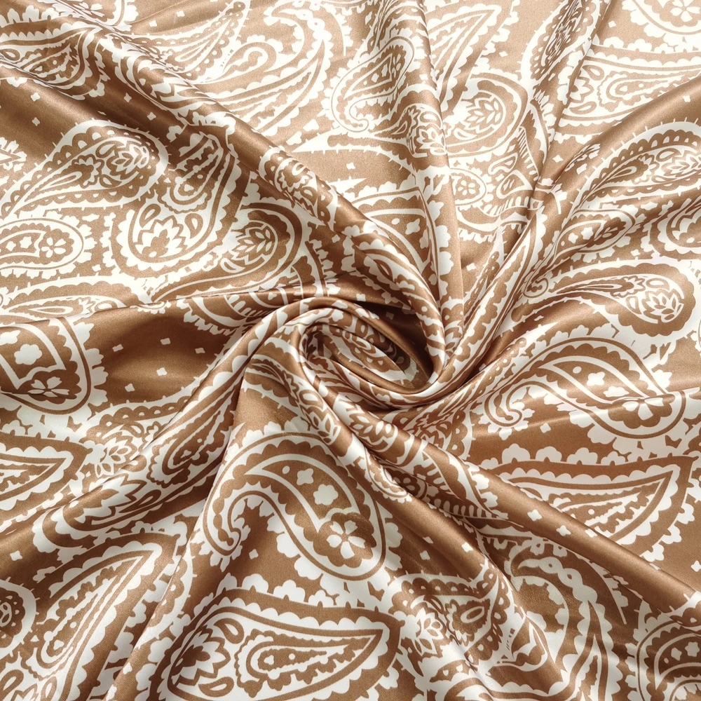 1 meter X 1.48 meter Paisley Print Satin Fabric Soft Scarf Material Lining