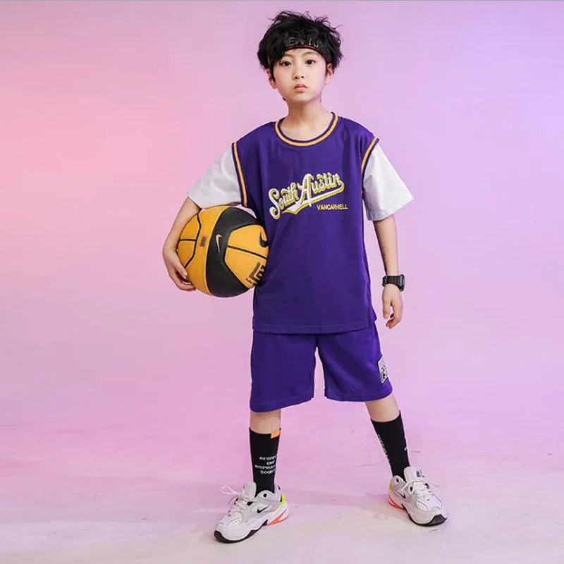 1 セット子供ヒップホップダンス衣装 Tシャツショートパンツダンス服ガールズボーイズジャズチアリーダーダンス衣装服着用