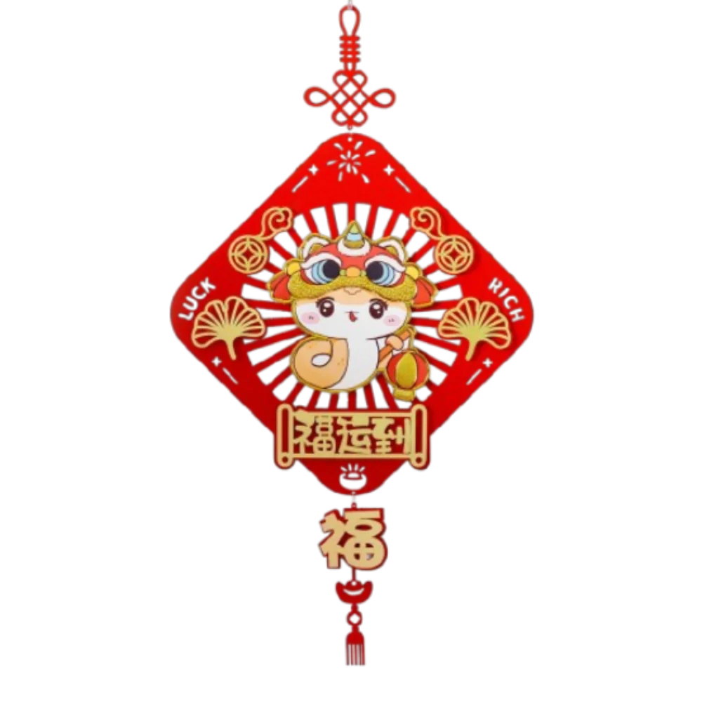 

Red Chinese Lucky Character Pendants Flocking Handmade Snake Year Fu Character Door Sticker Hanging Traditional