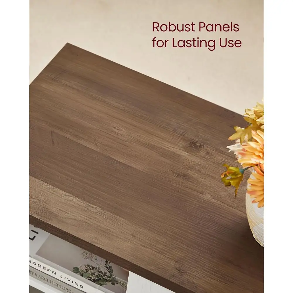 665 TV Rustiek entertainmentcentrum met schuifdeuren en opbergruimte, wit en honingbruine console