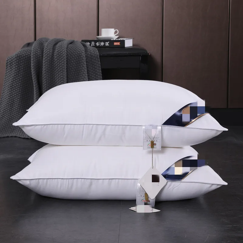 

100% Cotton Pillow Bedroom Bed Sleep Cervical Fluffy Pillow Middle-high Low Fiber Pillow Core Pillowcase Machine Wash Almohada