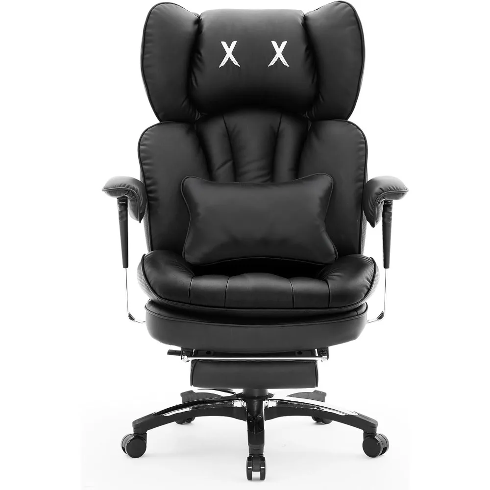 كرسي مكتب كبير وطويل بوزن 400 رطل، كرسي مكتب تنفيذي مريح عالي الظهر مع مسند للقدمين، كرسي مكتب كمبيوتر واسع للمكتب المنزلي #1