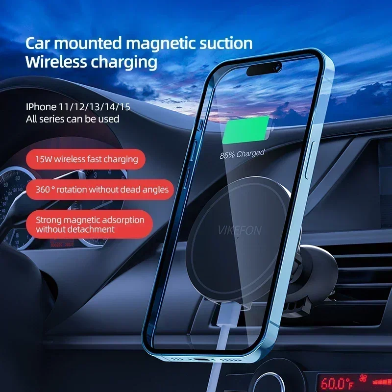 30W Magnetic Car Wireless Charger Mount for iPhone 12 13 14 15 16 Pro Max Mini Air Vent Car Phone Holder Stand Fast Car Charging