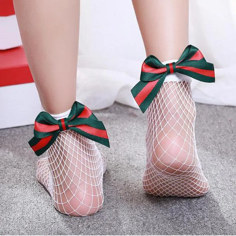 50pairs/100pcs Women pearl Baby Girls Kids Mesh Socks Bow Fishnet Ankle High Lace Fish Net Short Sock Fashion Summer One Size