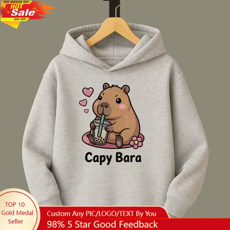

Cute Capybara Adorable Kawaii Kids' Clothes Warm Sweaters and Hoodies for Outdoor Sports in Autumn and Winter for Girls Boys