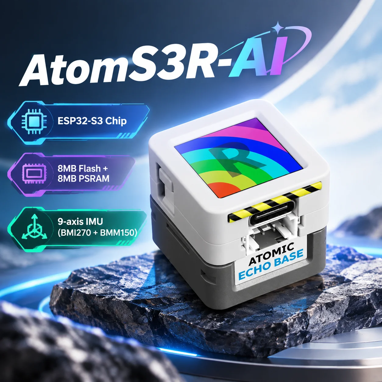 M5Stack AtomS3R AI Chatbot ESP32-S3 Development Kit, 8MB Flash + 8MB PSRAM, XiaoZhi AI Xiaoling AI Voice Recognition Kit