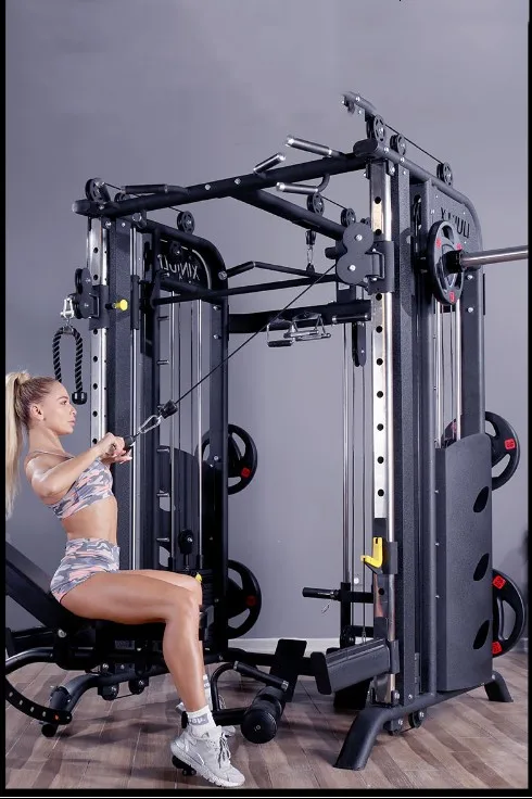 Multi-functional fitness equipment smith machine with weight stack