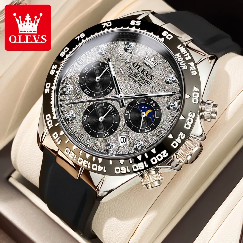 Men's Moon Phase Quartz Watch, Waterproof Classic Design