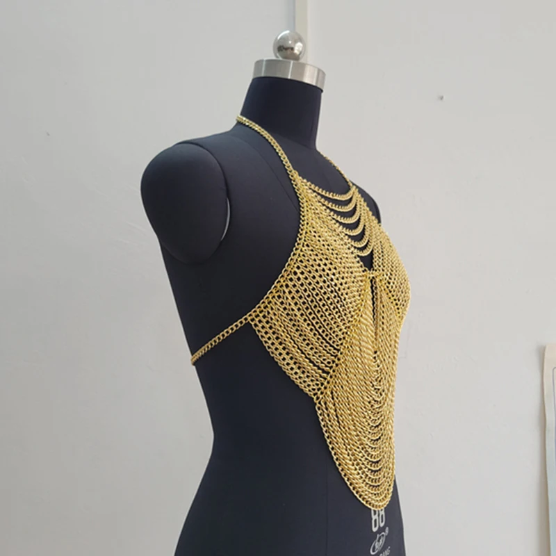 Handgefertigte Körperketten-Accessoires Damen Tanktops Gold Silber Sexy BH Crop Tops 2026 Sommer-Top 2000er Jahre Kleidung Vintage Camisole – Detail 8
