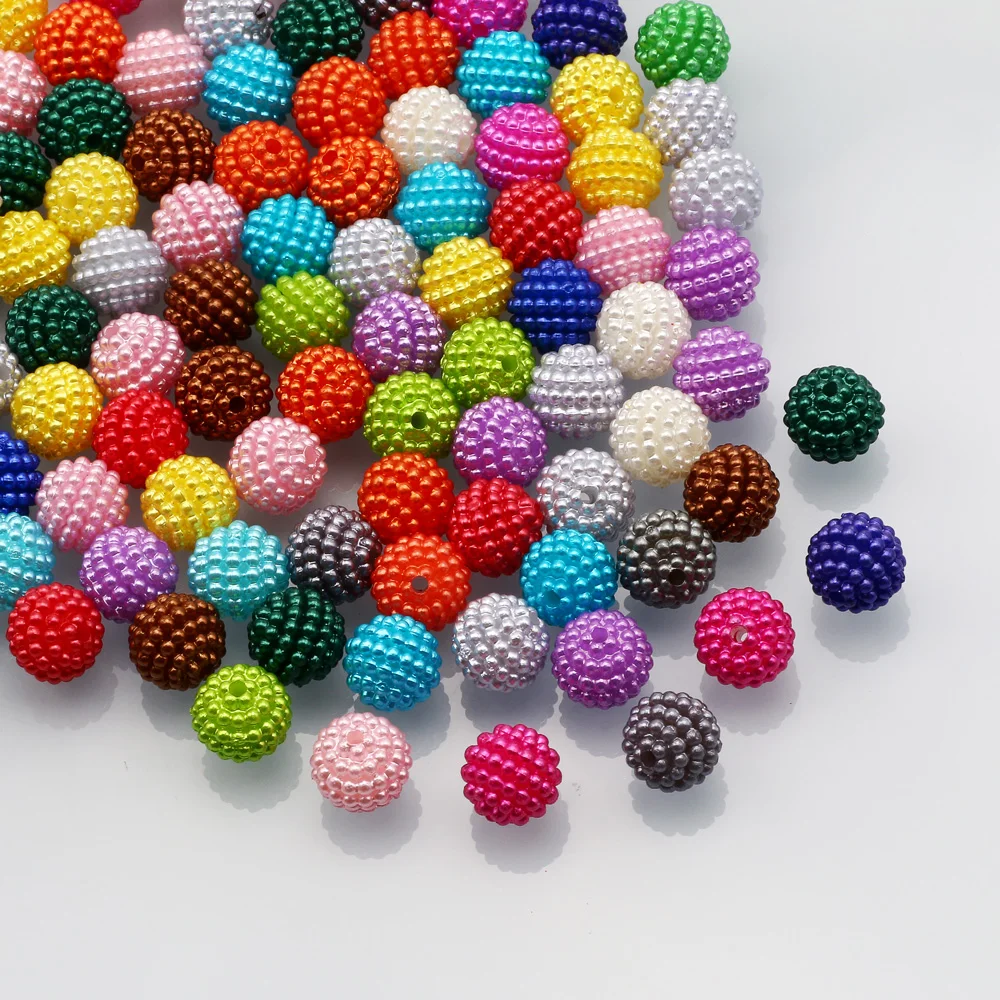 50pcs/lot 10mm Mixed Color Bayberry Acrylic Beads Round Loose Beads For Craft Making DIY Garment Clothing Needlework Supplies