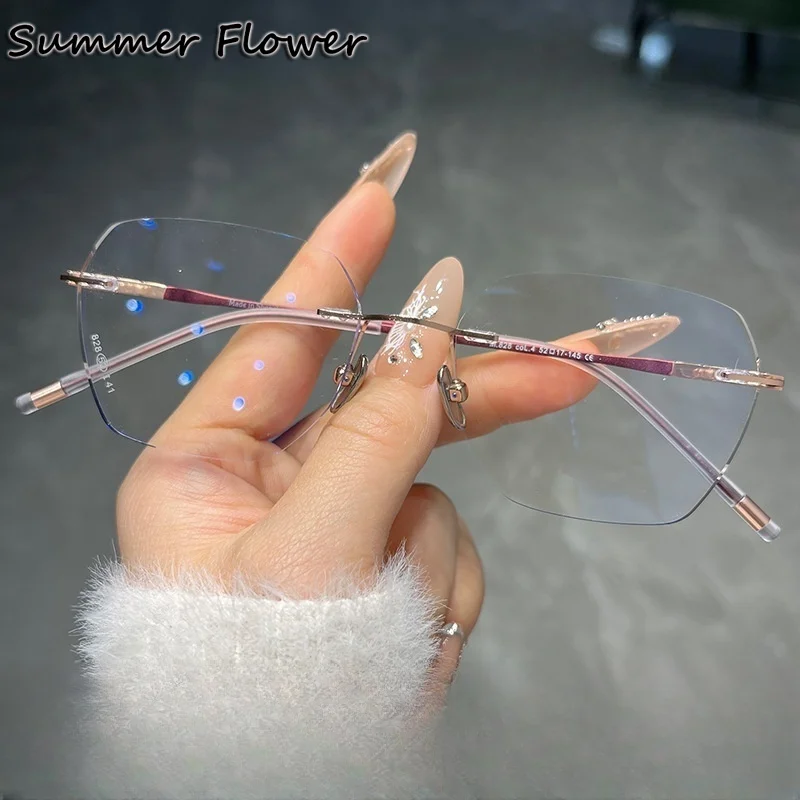 

Rimless Eyewear Lady Optical Frame Myopia Presbyopia Fashion Gafas for Woman Flexible Light Customize Recipe Spectacle