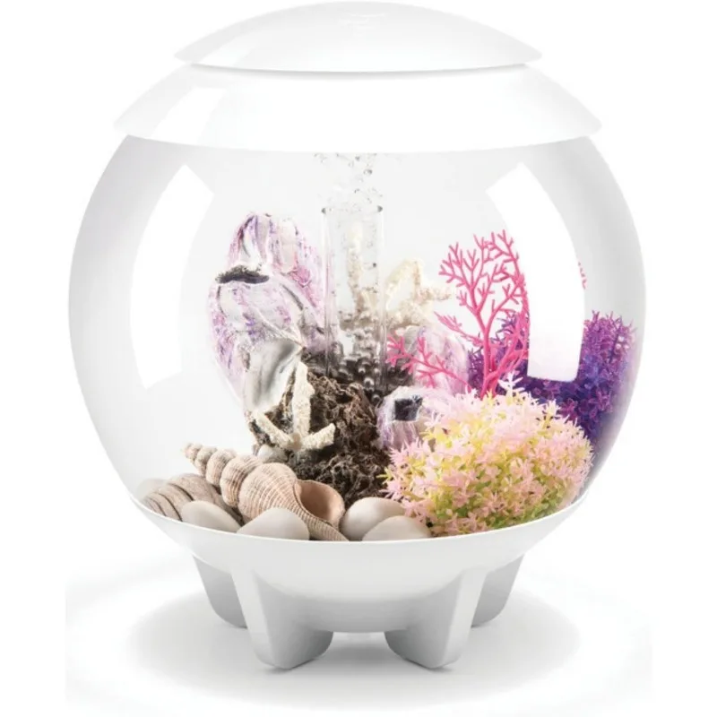 Halo 15 Acrylic 4-Gallon Aquarium with Multi-Color Remote-Controlled LED Lights Compact Tank for Tabletop or Desktop Display