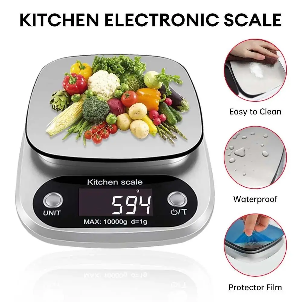 

Portable 10kg/1g Kitchen Scale LCD Display High Precision Electronic Food Scale Professional Multifunction Digital Scale Home