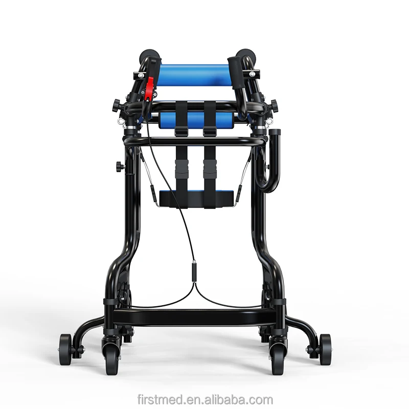 Rehabilitation Training Walker - 8-Wheel Anti-Tip Walking Aid with Adjustable Height & Handbrake Control